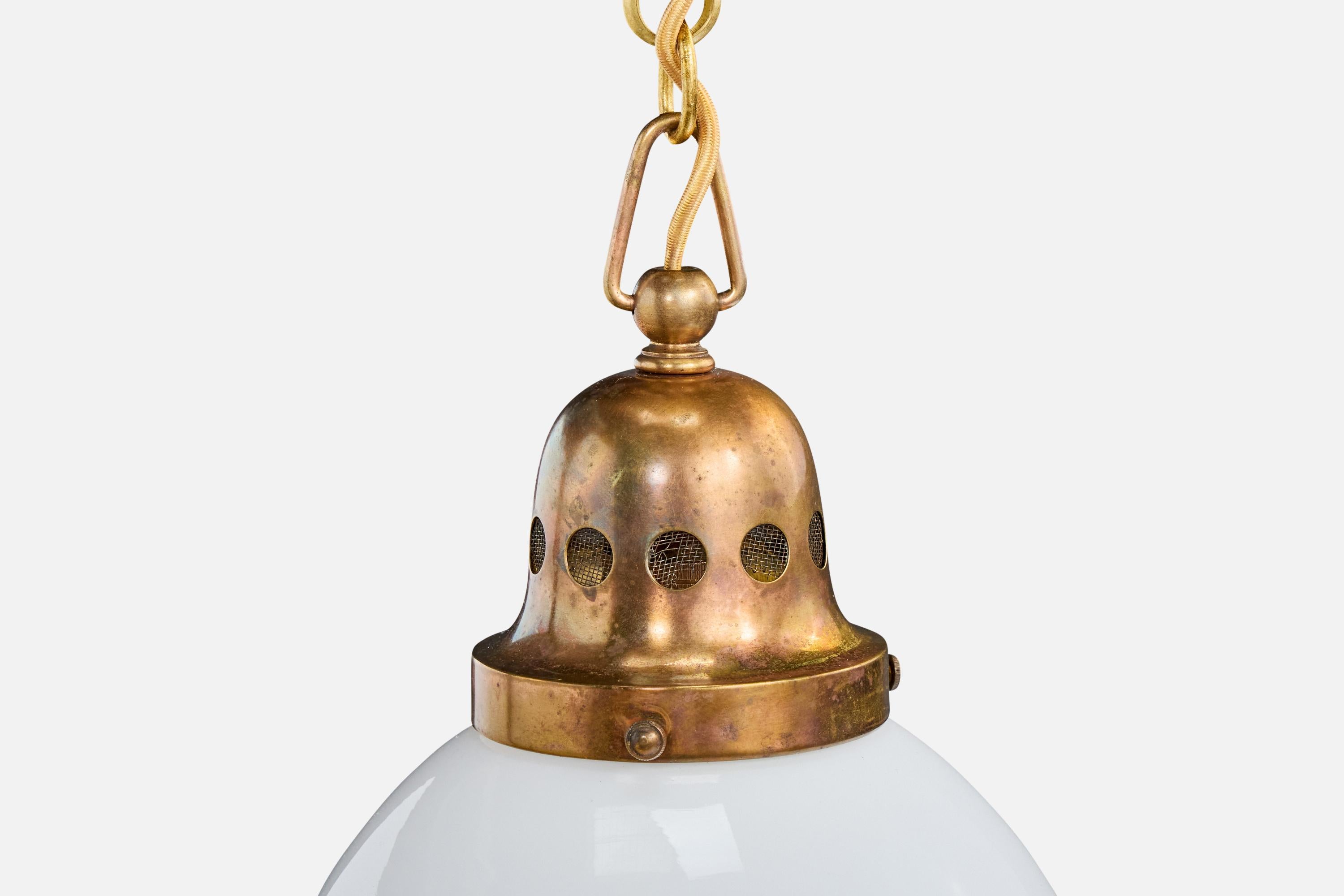 BAG Turgi, Lámpara colgante, Latón, Cristal, Suiza, años 20 en venta 3