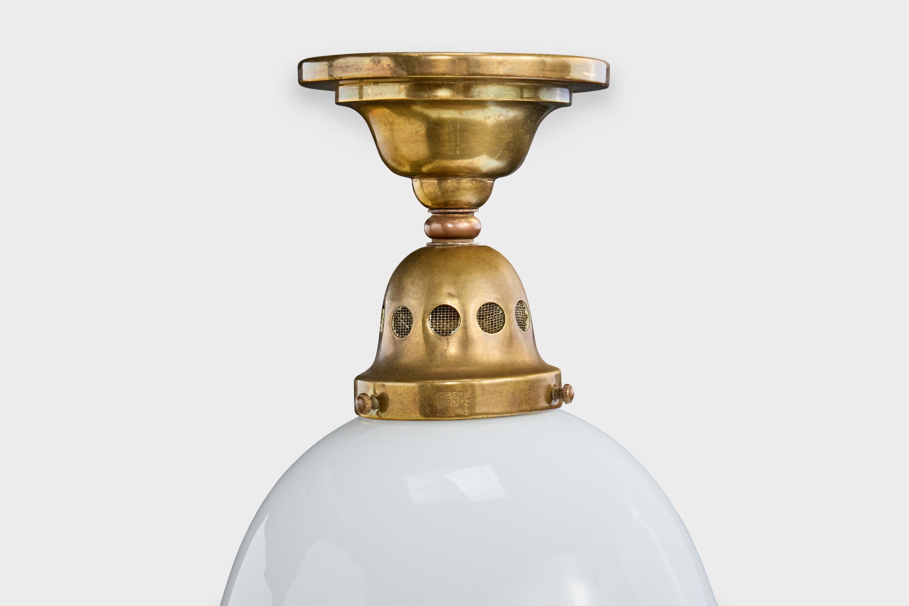 BAG Turgi, Lámpara colgante, Latón, Cristal, Suiza, años 20 en venta 3