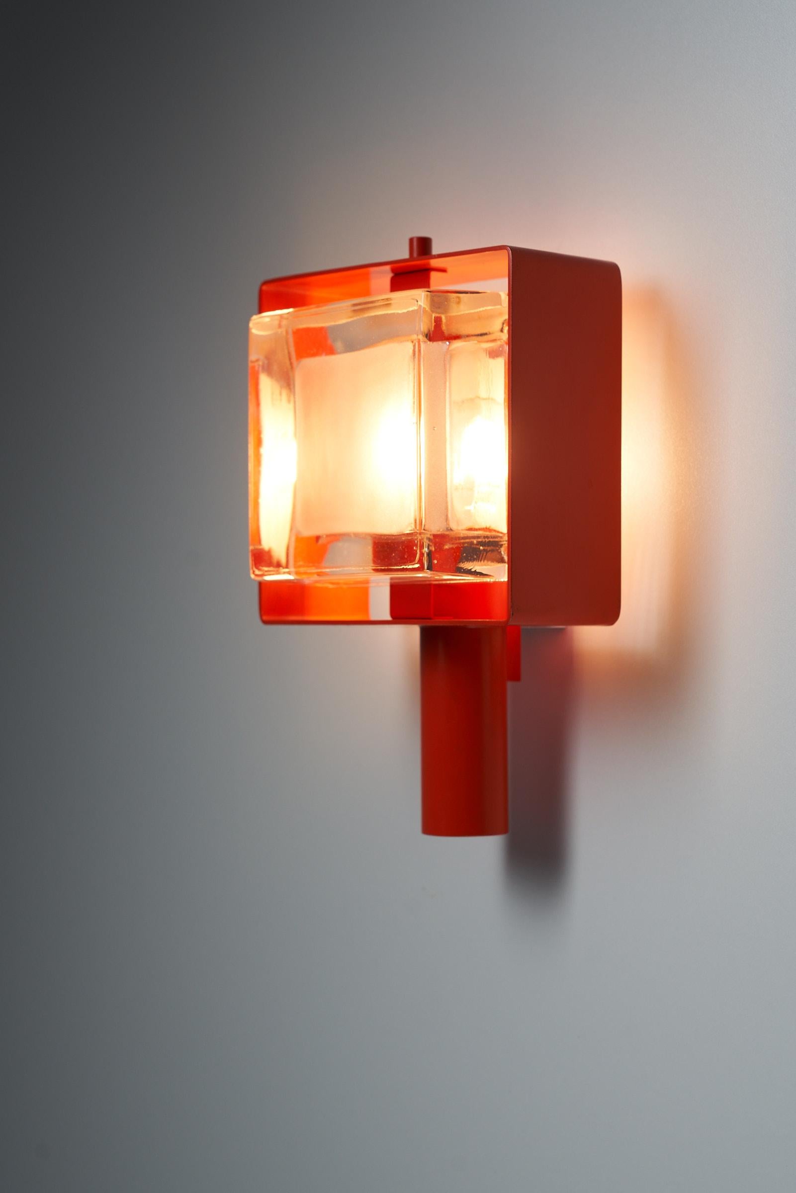 BAG Turgi Wall Lamp with Solid Glass Diffuser, Switzerland In Good Condition For Sale In Mortsel, BE
