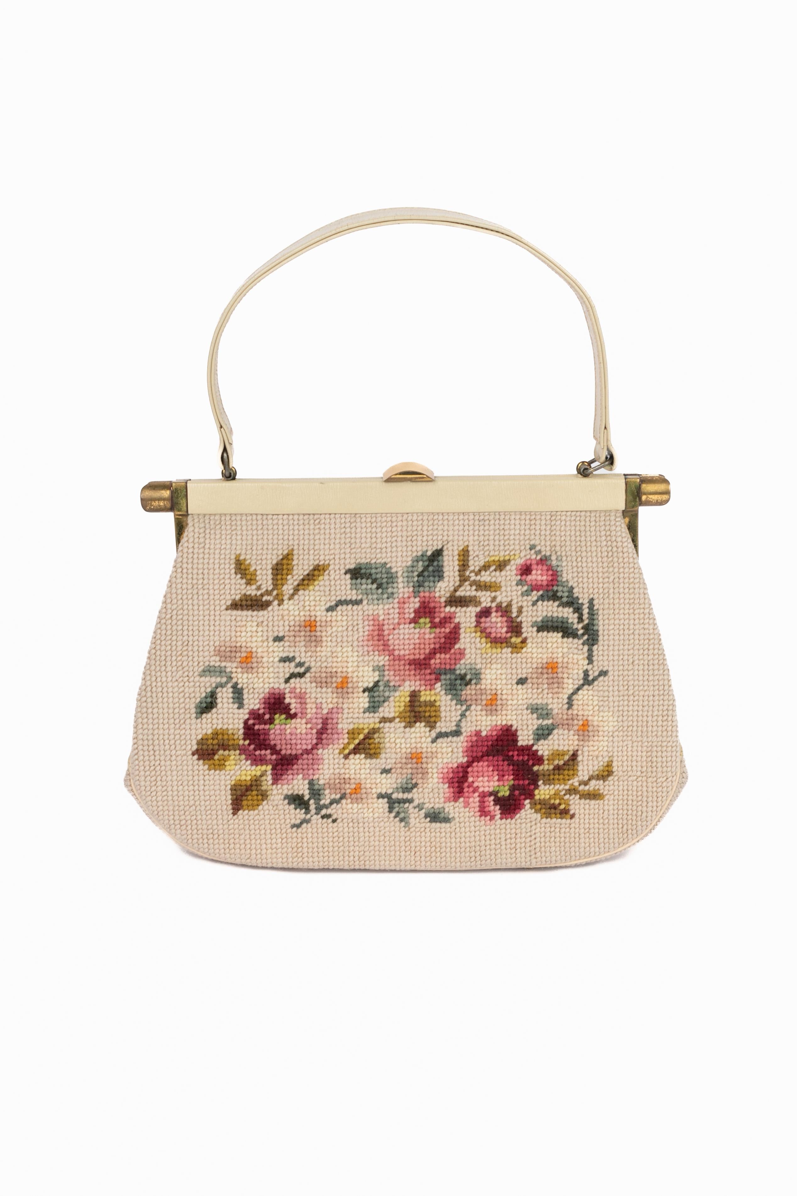 Beige Borsa con arazzo 1960 in vendita