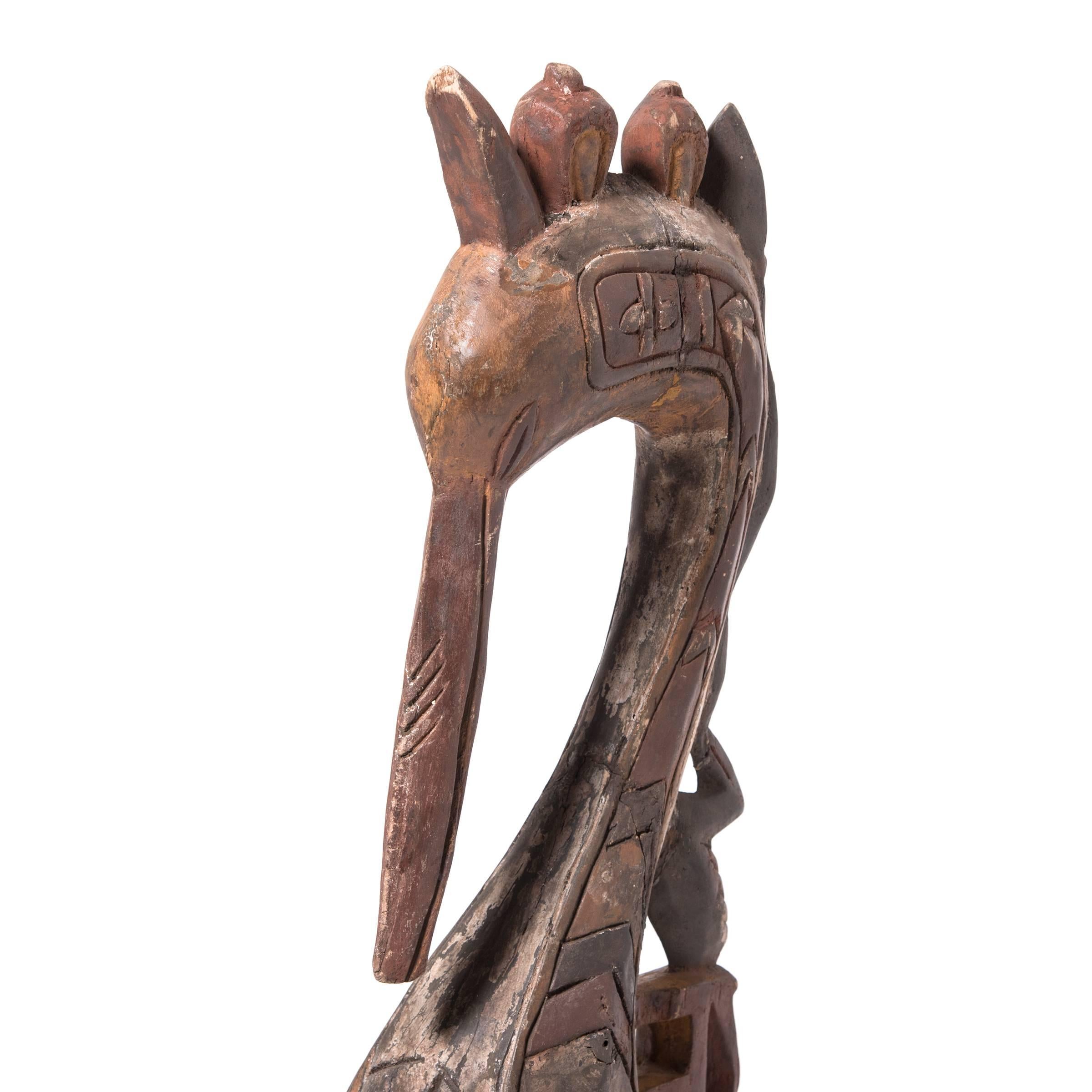 Wood Early 20th Century Baga Bird Sculpture