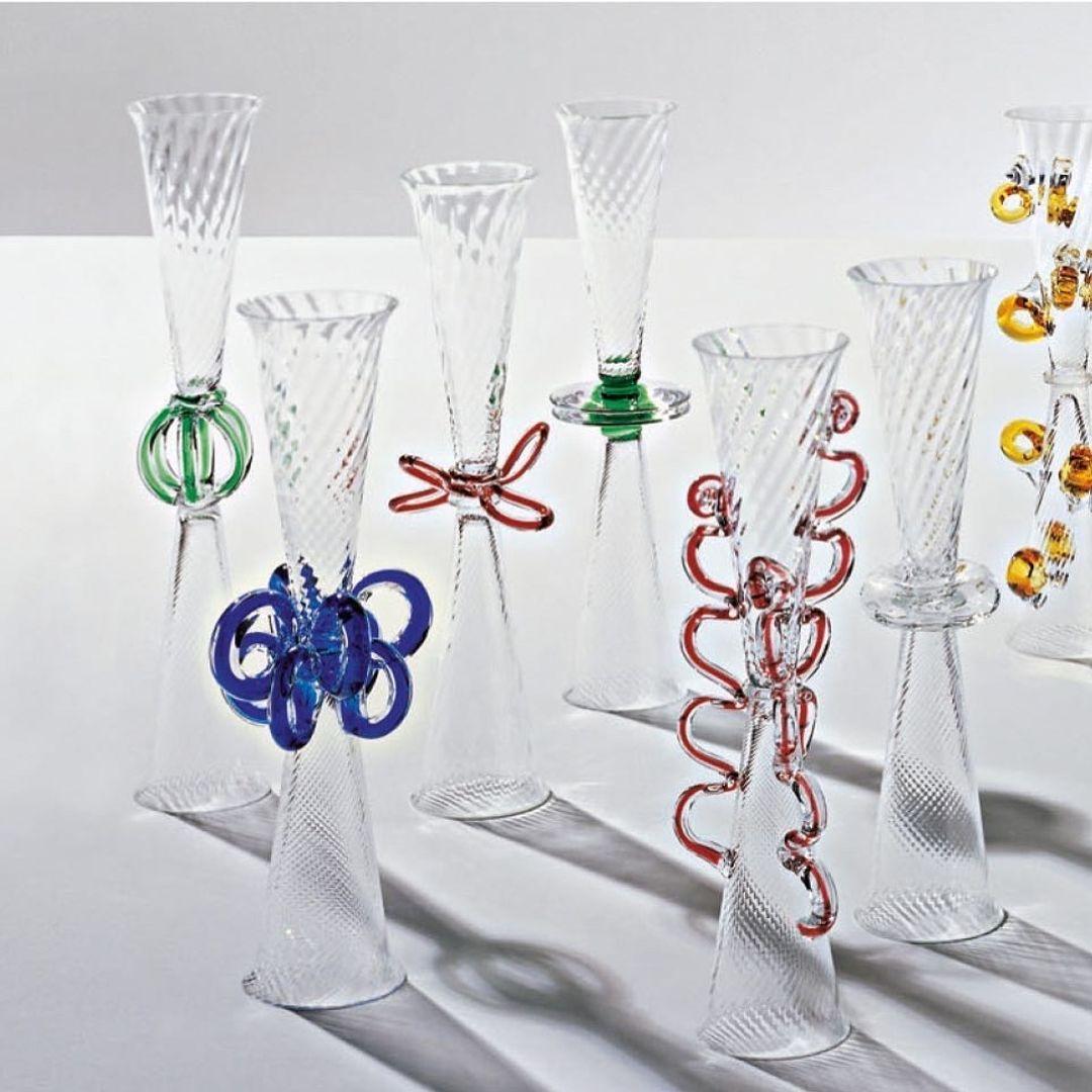 Sipek glassware collection is a work of art, each glass is different; each one is characterized by a personal decoration and a personal colour; each one has its decoration and colour and might differ slightly from the picture's product. Crafted from