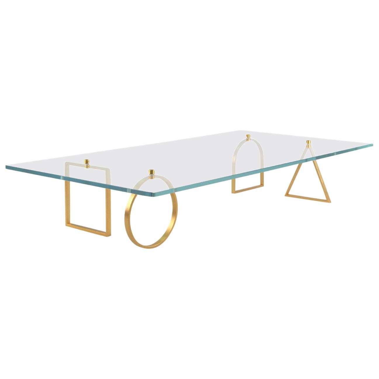 21st Century Bagatto Brass and Glass Contemporary Coffee Table by Ilaria Bianchi For Sale