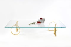 21st Century Bagatto Brass and Glass Contemporary Coffee Table by Ilaria Bianchi