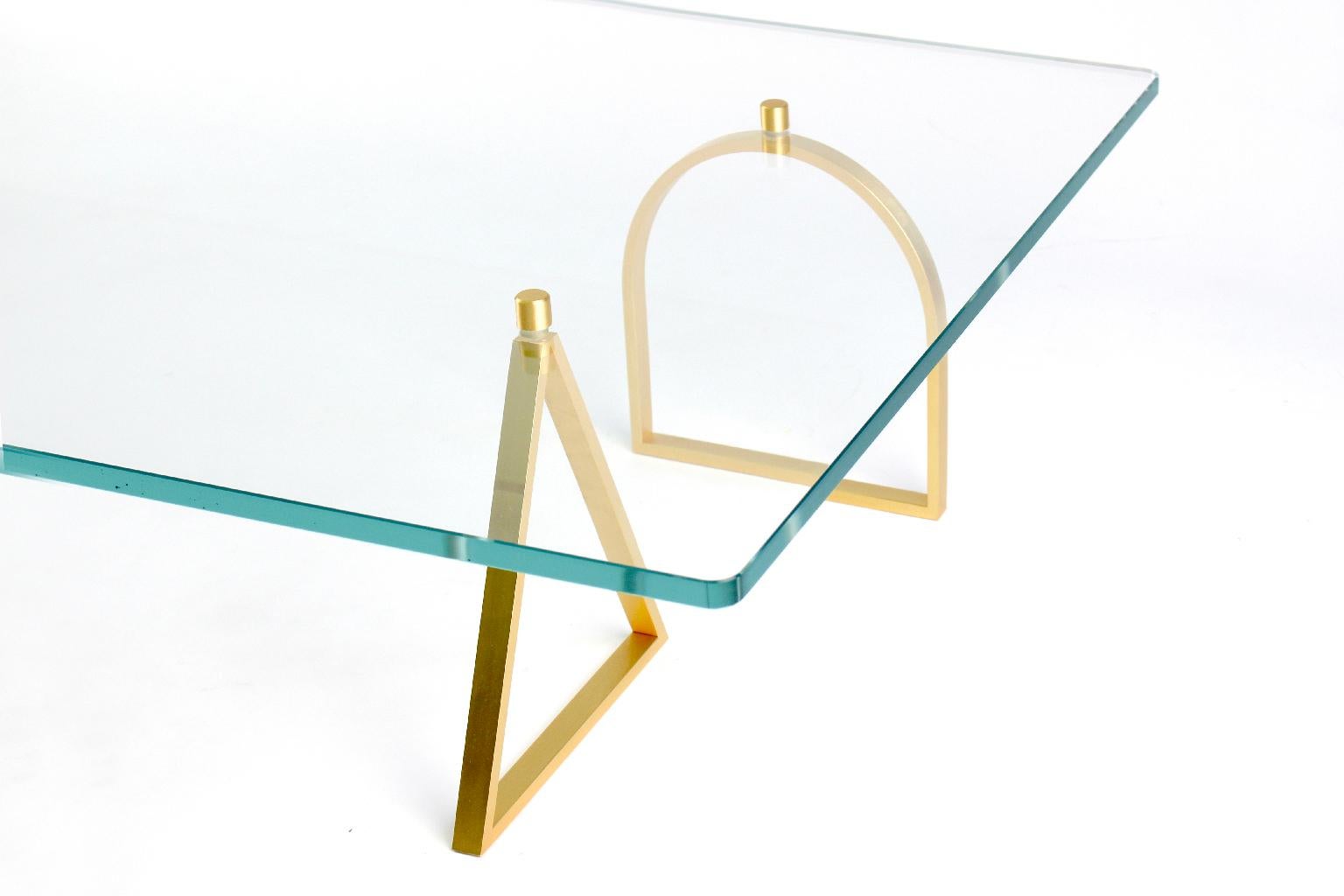 Italian 21st Century Bagatto Brass and Glass Contemporary Coffee Table by Ilaria Bianchi For Sale