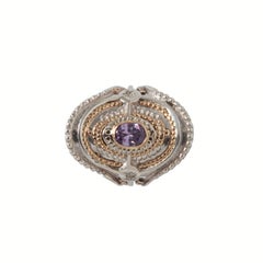Bagdad Ring in Silver & Gold with Amethyst & Diamonds
