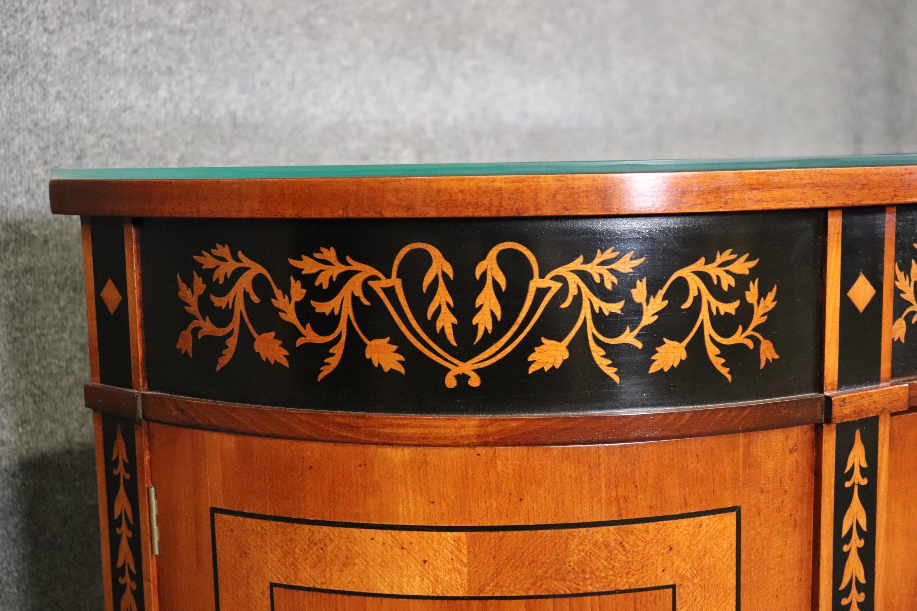 Baggia Inlaid Italian-Made Cherry and Ebony Demilune Directoire Style Commode  10