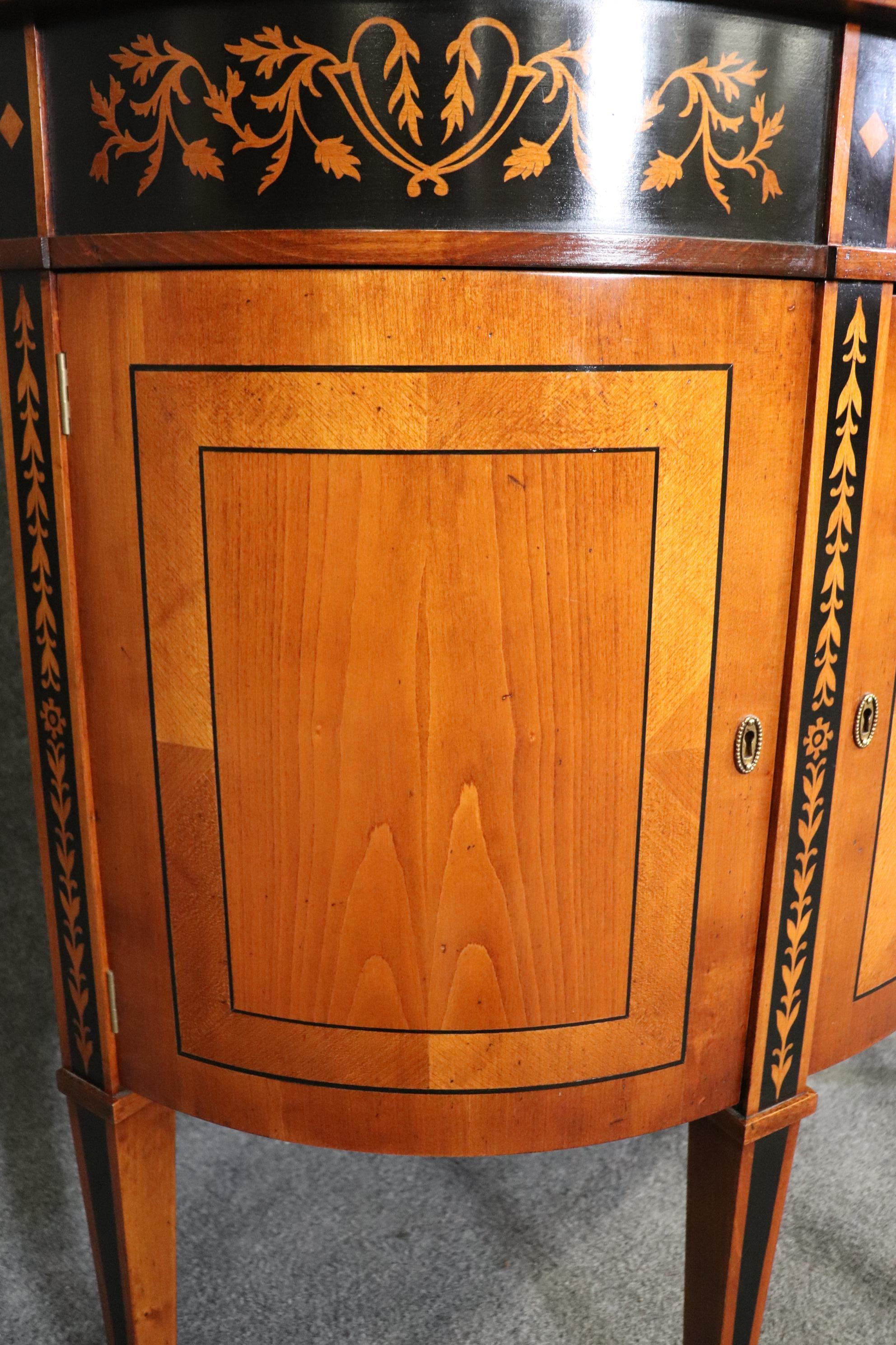 Baggia Inlaid Italian-Made Cherry and Ebony Demilune Directoire Style Commode  11