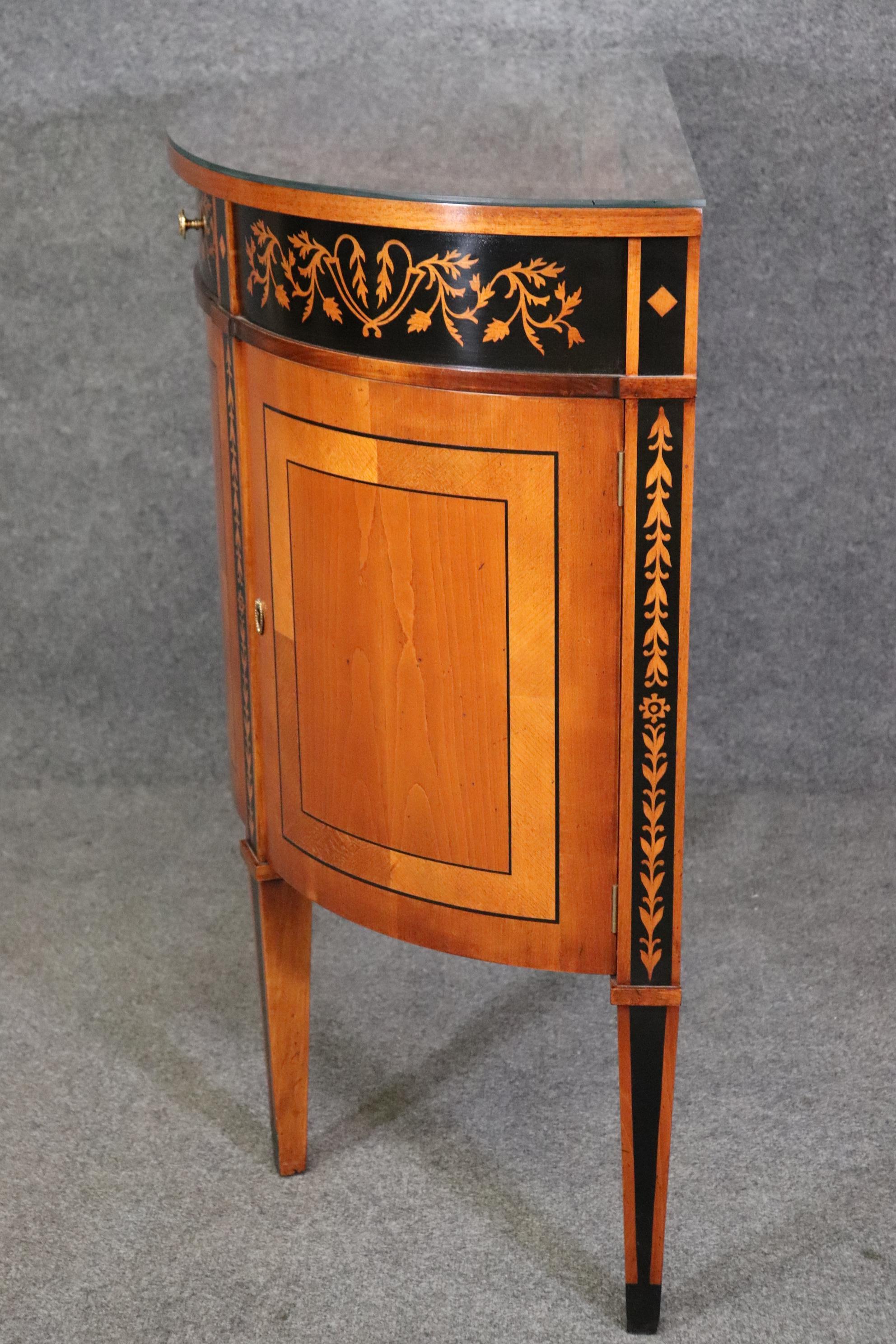 Baggia Inlaid Italian-Made Cherry and Ebony Demilune Directoire Style Commode  2