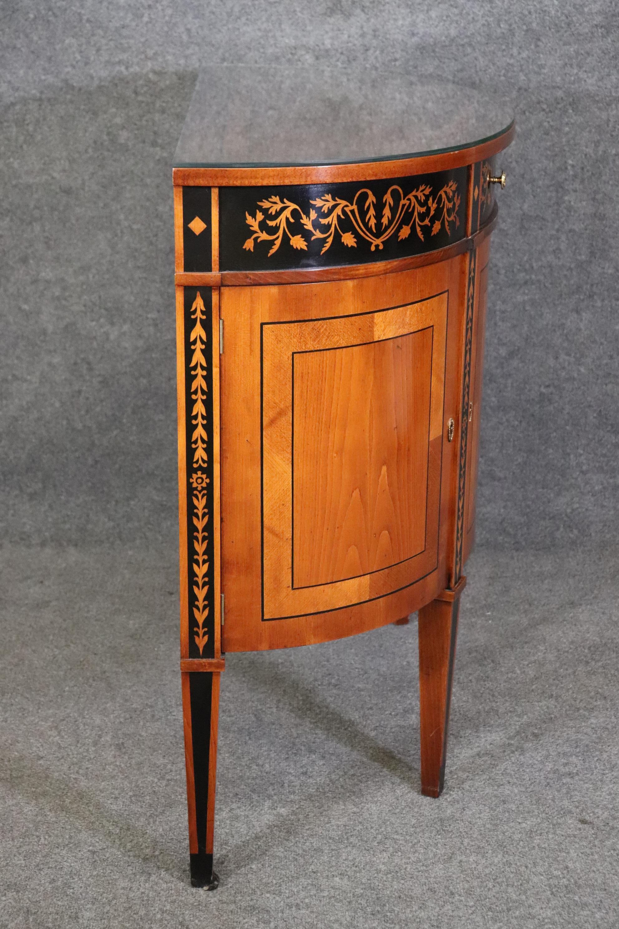 Baggia Inlaid Italian-Made Cherry and Ebony Demilune Directoire Style Commode  4