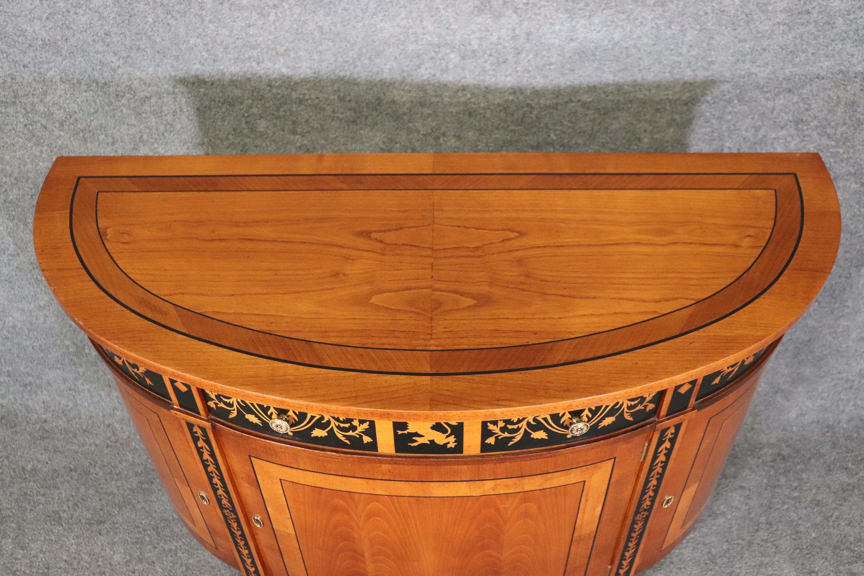 Baggia Inlaid Italian-Made Cherry and Ebony Demilune Directoire Style Commode  5