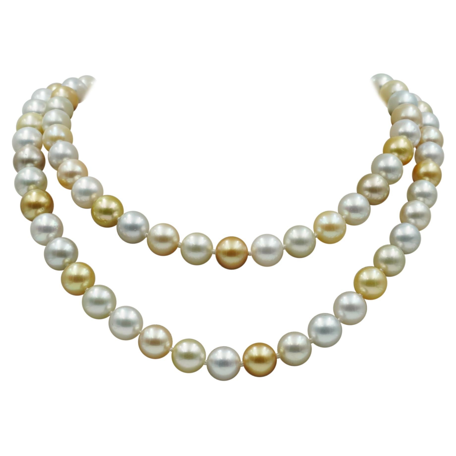 Baggins South Sea Multi Color Pearl Necklace in 18k Yellow Gold