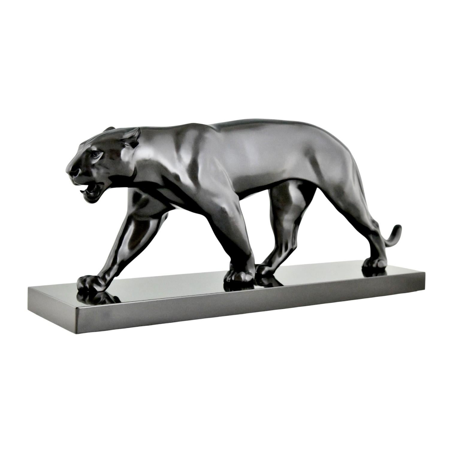 Art Déco BAGHERA Scultura Art Deco Pantera Max Le Verrier Francia ORIGINALE 1930 in vendita