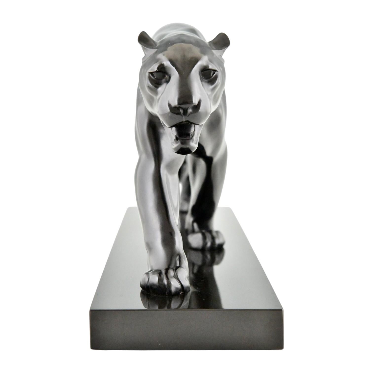 Francese BAGHERA Scultura Art Deco Pantera Max Le Verrier Francia ORIGINALE 1930 in vendita