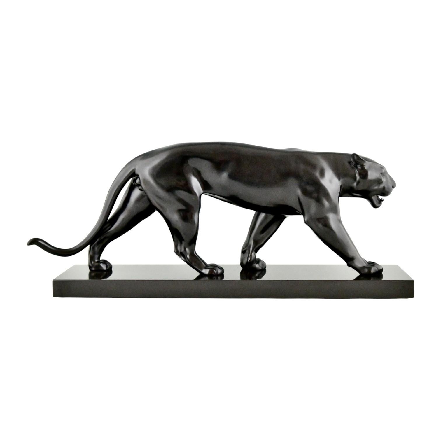 BAGHERA Scultura Art Deco Pantera Max Le Verrier Francia ORIGINALE 1930 In condizioni buone in vendita a Antwerp, BE
