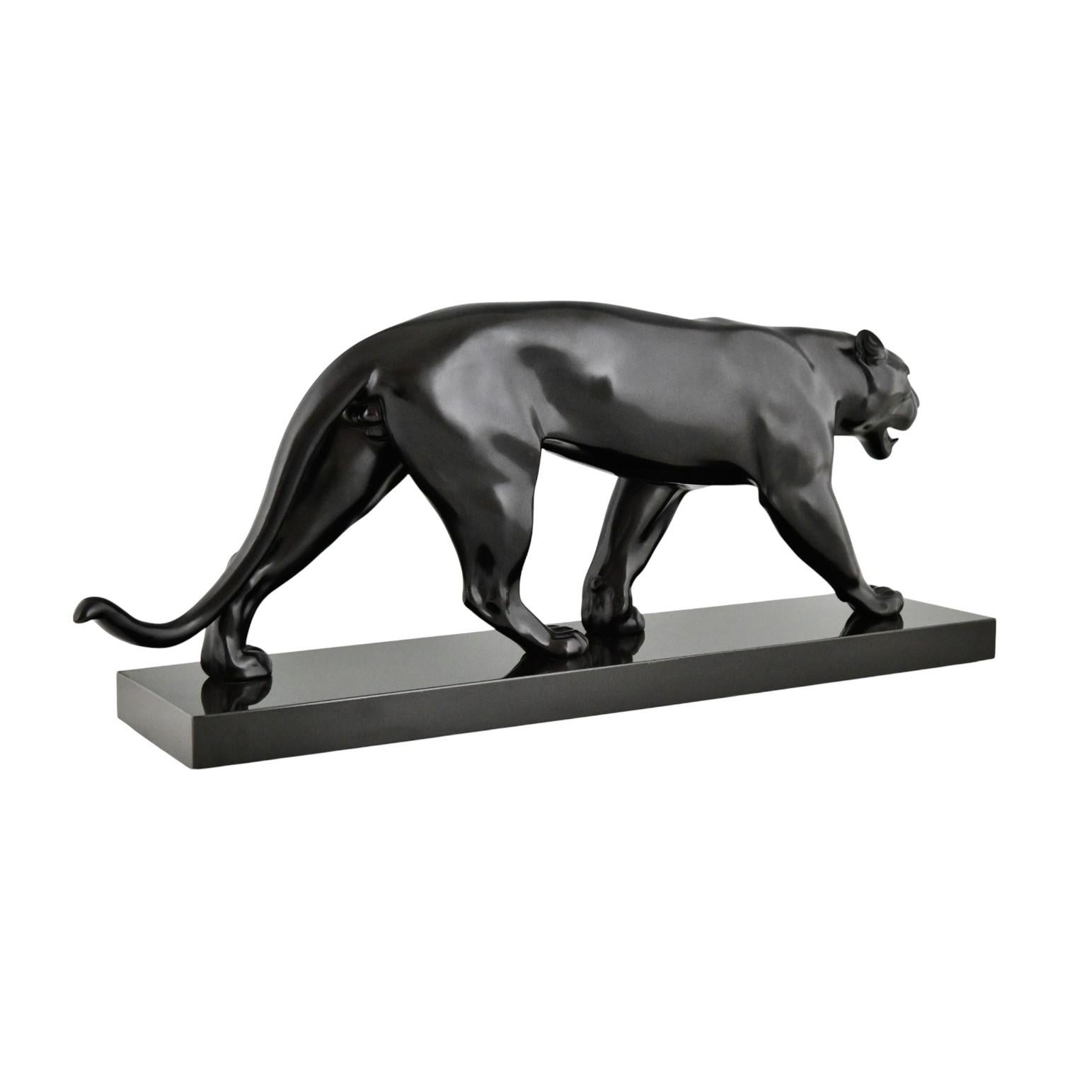 Metà XX secolo BAGHERA Scultura Art Deco Pantera Max Le Verrier Francia ORIGINALE 1930 in vendita