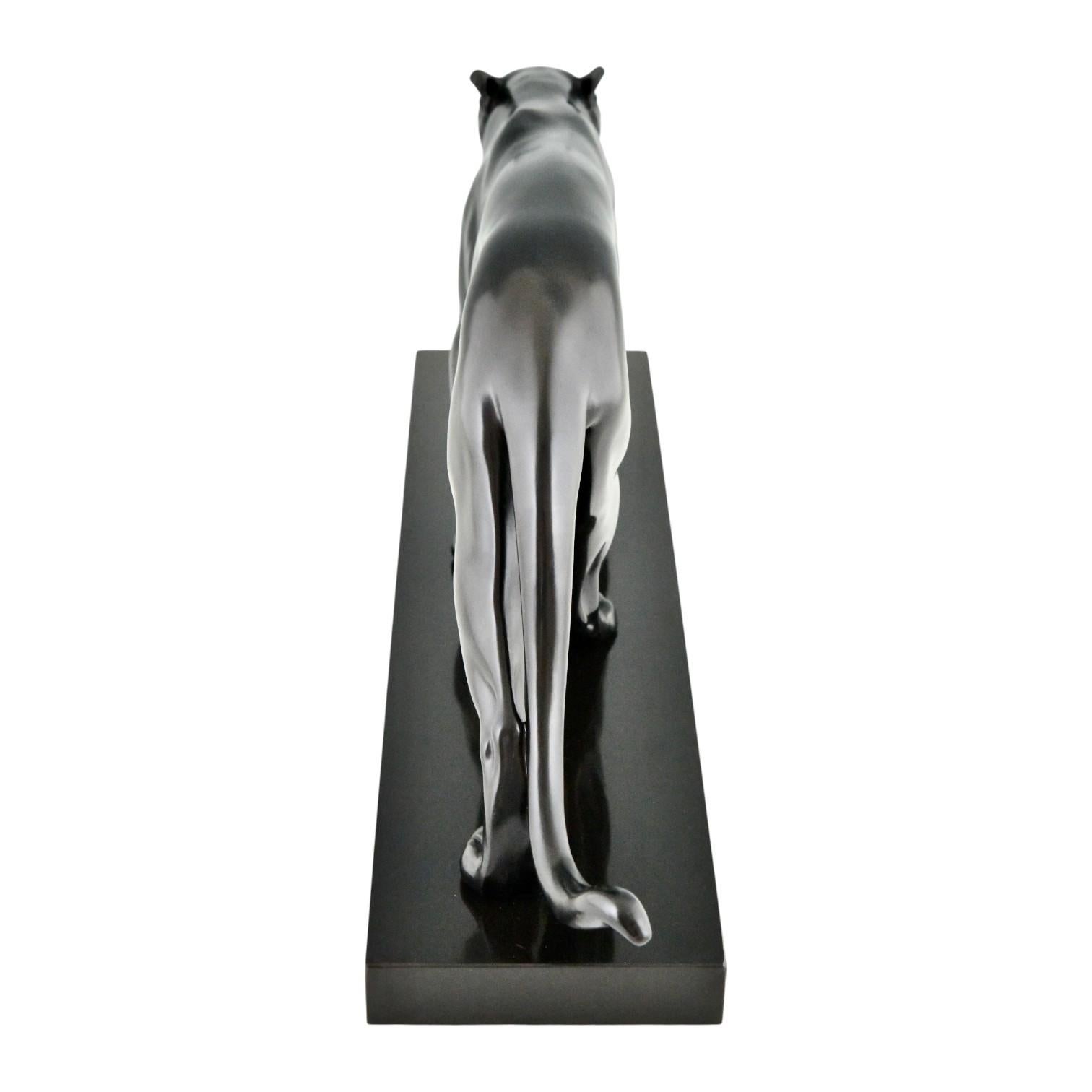 Marmo nero Belgio BAGHERA Scultura Art Deco Pantera Max Le Verrier Francia ORIGINALE 1930 in vendita