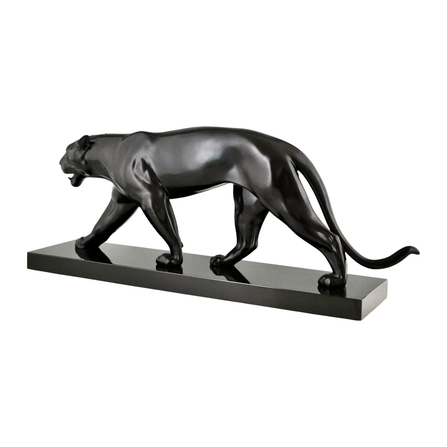 BAGHERA Scultura Art Deco Pantera Max Le Verrier Francia ORIGINALE 1930 in vendita 1