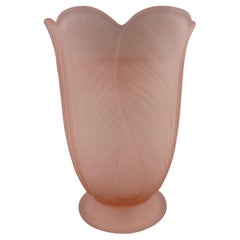 Bagley #3025 Art Deco Frosted Pink Glass 'Tulip' Vase
