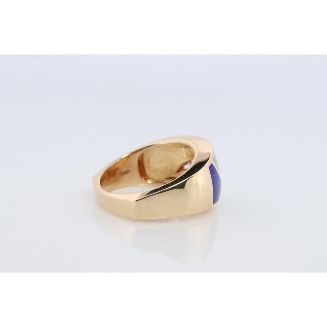 Bagley & Hotchkiss Dome RING 14K Yellow Gold Inlaid Gemstone Ring Mother of Pear For Sale 1