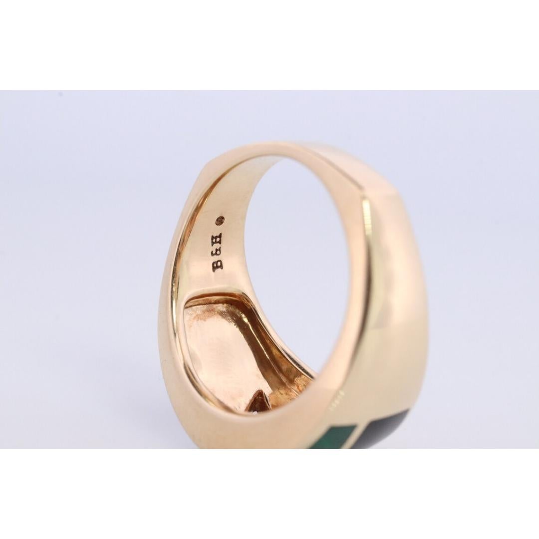 Bagley & Hotchkiss Dome RING 14K Yellow Gold Inlaid Gemstone Ring Mother of Pear For Sale 3