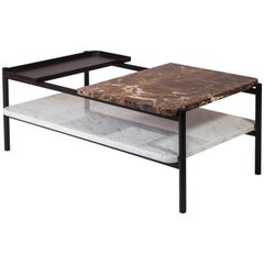 Bagnères Coffee Table Arabescato 'White' and Emperador 'Brown' Marble and Metal