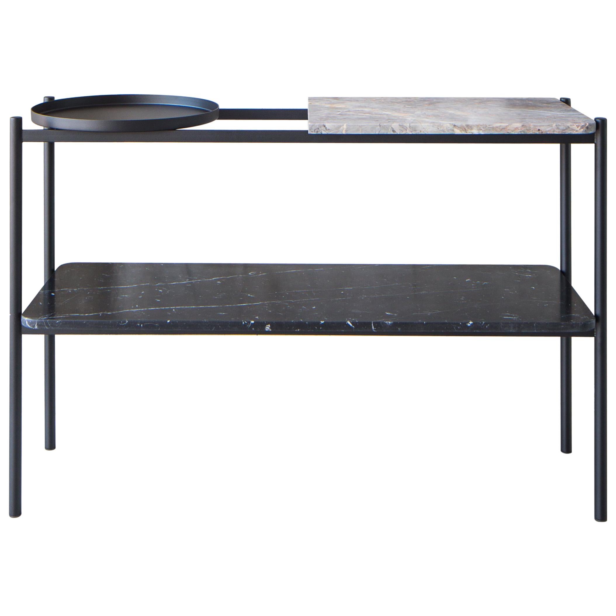 Bagnères Console Table Arabescato ‘White’ and Marquina ‘Black’ Marble / Metal For Sale