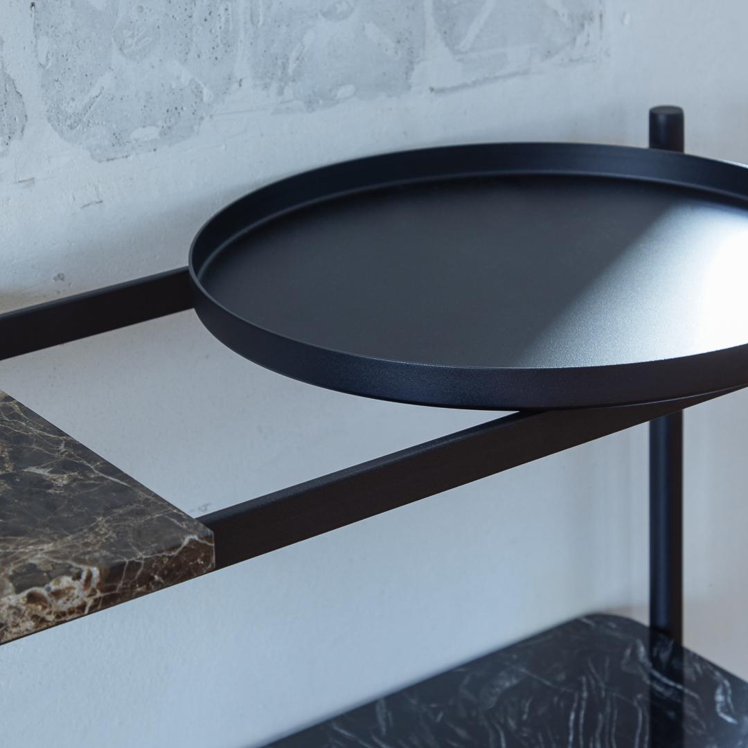 Modern Bagnères Console Table Marquina 'Black' and Arabescato 'White' Marble / Metal For Sale