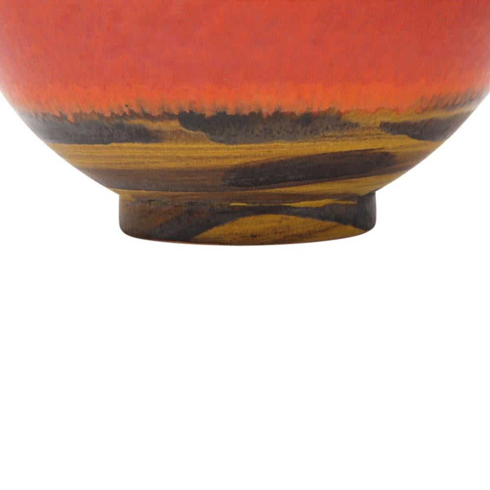 Alvino Bagni for Raymor Vase, Ceramic, Orange, Red, Yellow, Signed 2