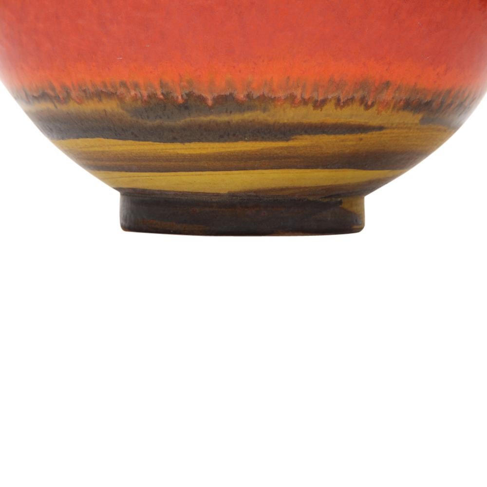 Alvino Bagni for Raymor Vase, Ceramic, Orange, Red, Yellow, Signed 3