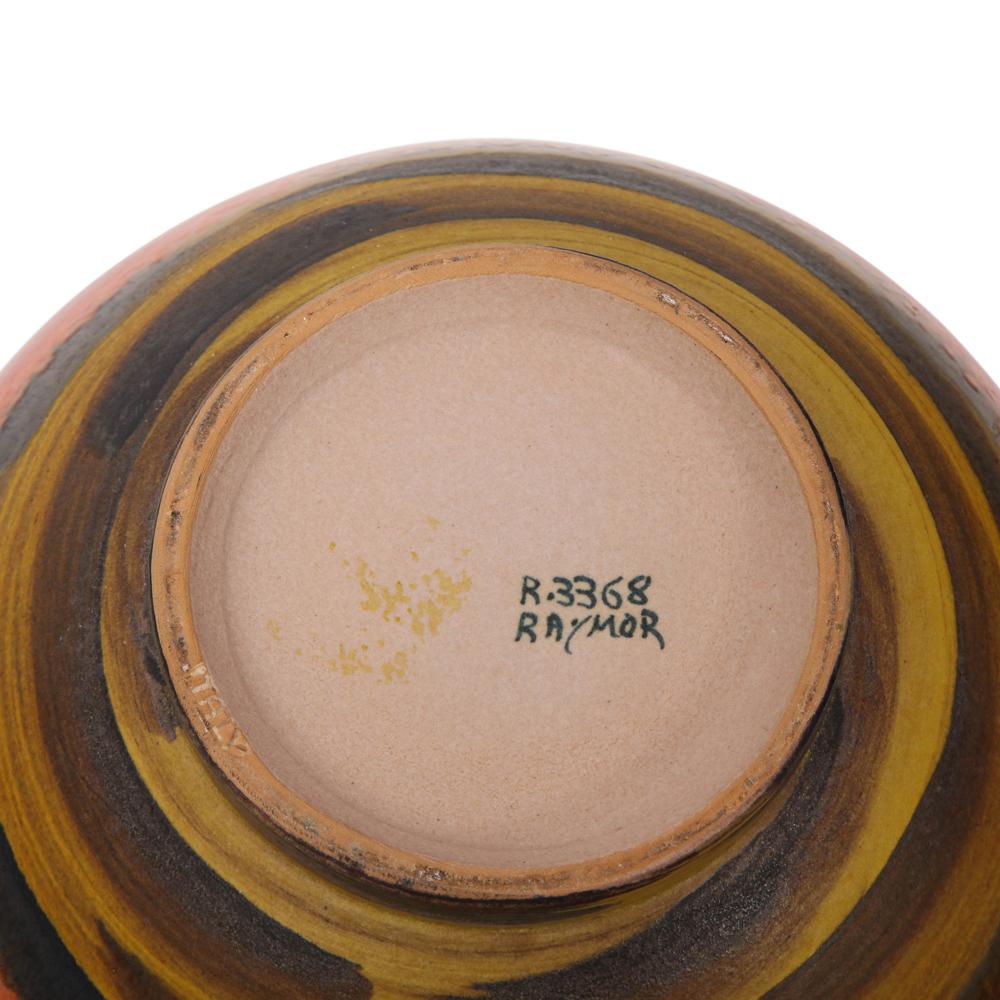 Alvino Bagni for Raymor Vase, Ceramic, Orange, Red, Yellow, Signed 4