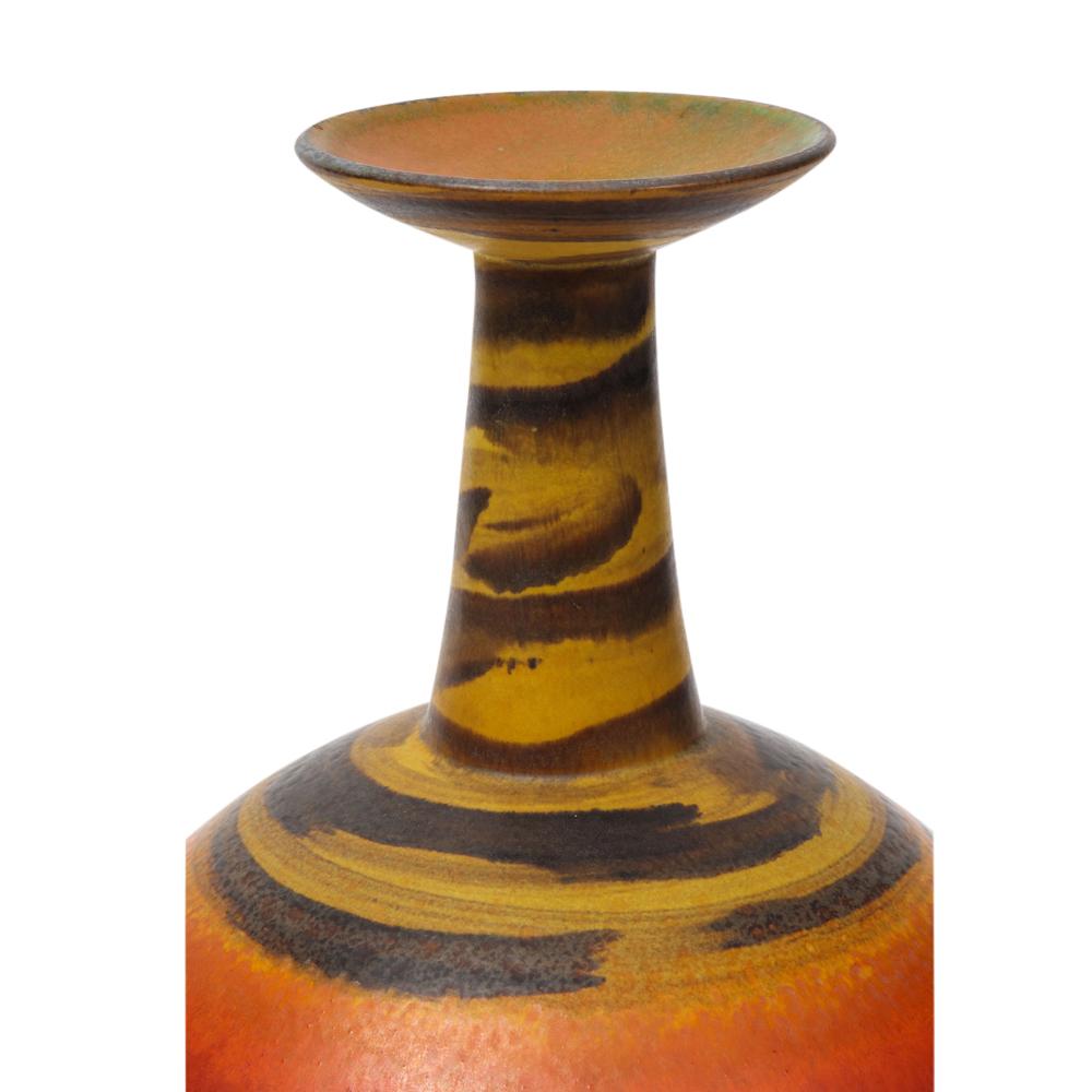 Alvino Bagni for Raymor Vase, Ceramic, Orange, Red, Yellow, Signed In Good Condition In New York, NY