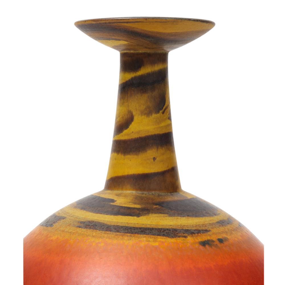 Mid-20th Century Alvino Bagni for Raymor Vase, Ceramic, Orange, Red, Yellow, Signed