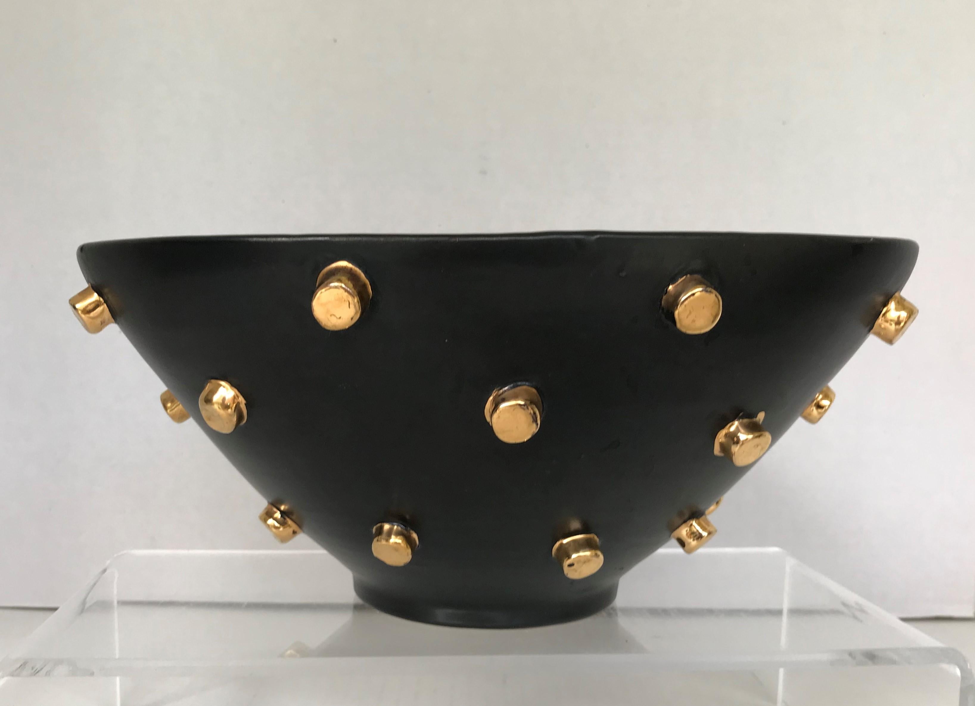 Bagni Modern Good Friends Brutalist Black & Gold Ceramic Vessels Bitossi, 1960s 2