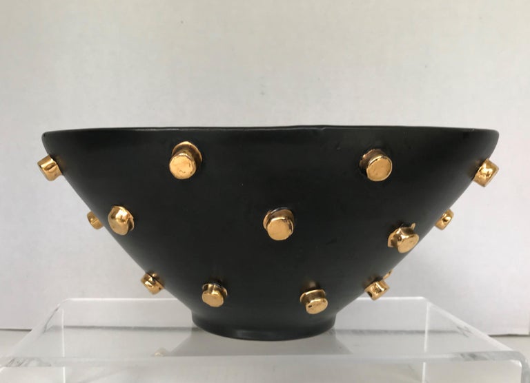 Bagni Modern Good Friends Brutalist Black & Gold Ceramic Vessels Bitossi, 1960s For Sale 2