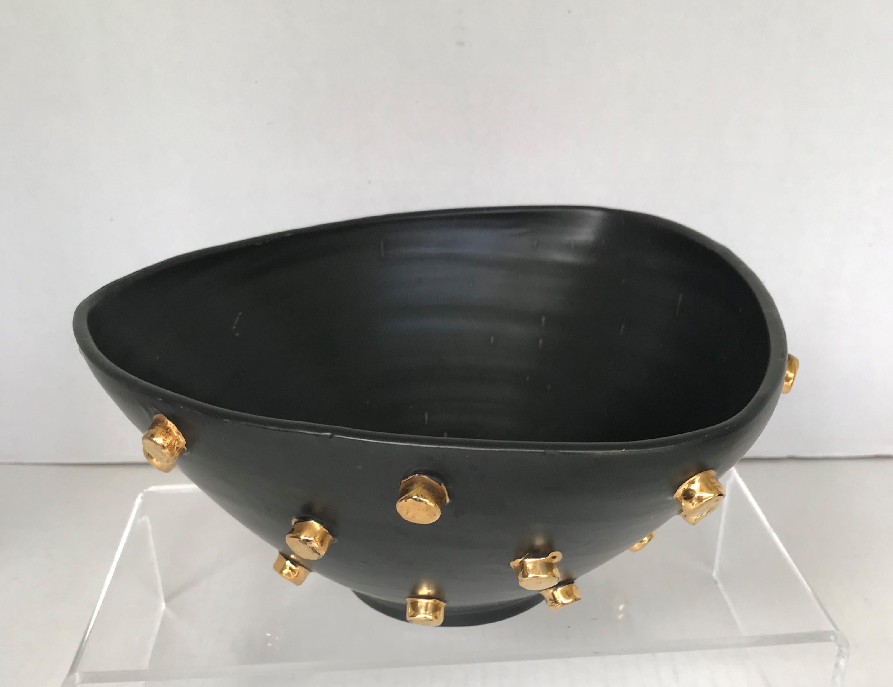 Bagni Modern Good Friends Brutalist Black & Gold Ceramic Vessels Bitossi, 1960s 3