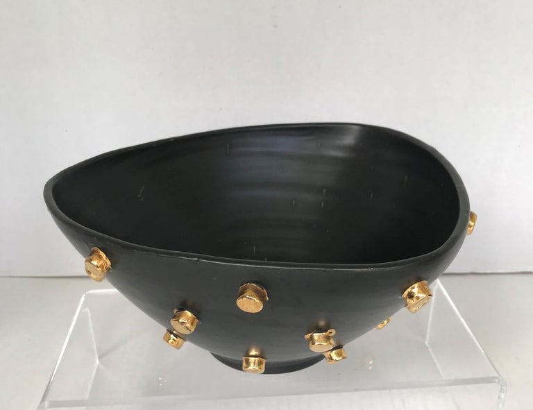 Bagni Modern Good Friends Brutalist Black & Gold Ceramic Vessels Bitossi, 1960s For Sale 3