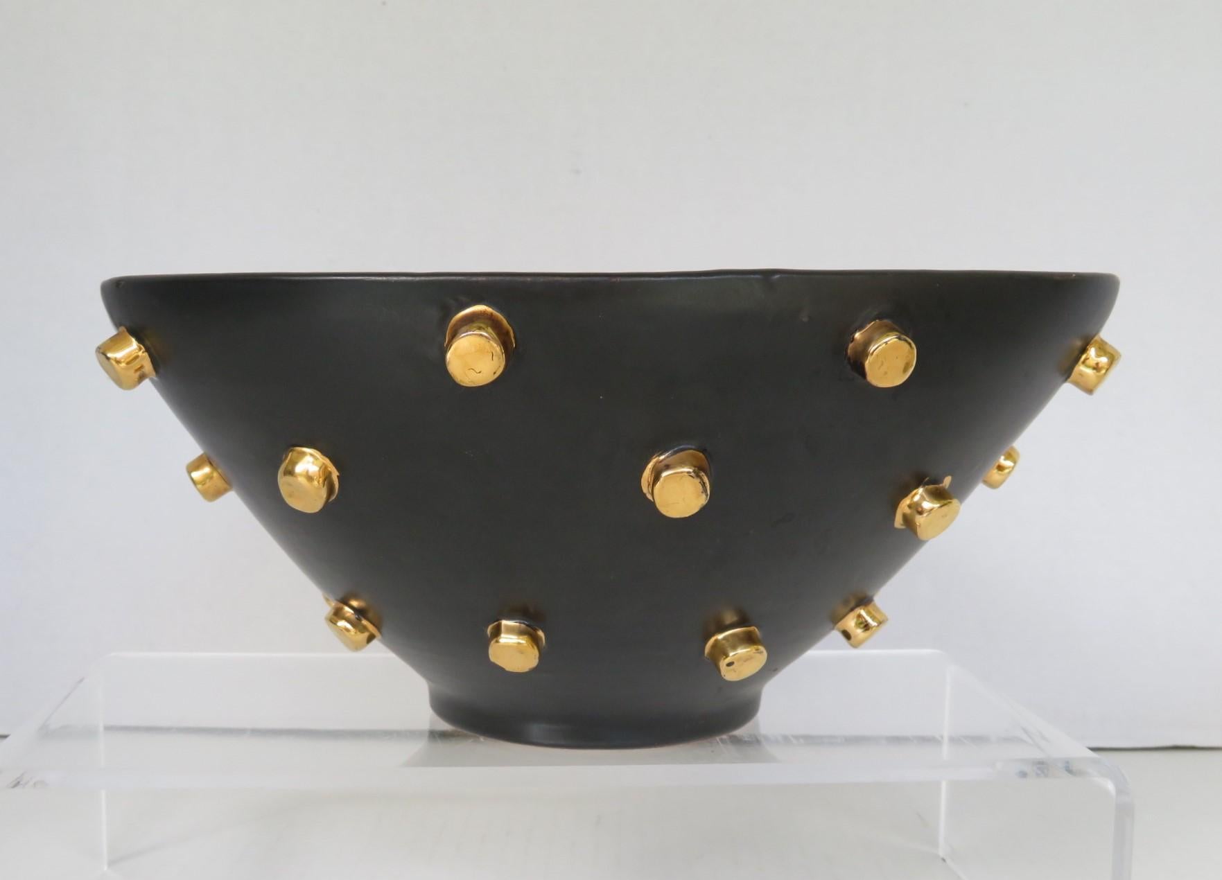 Bagni Modern Good Friends Brutalist Black & Gold Ceramic Vessels Bitossi, 1960s 5