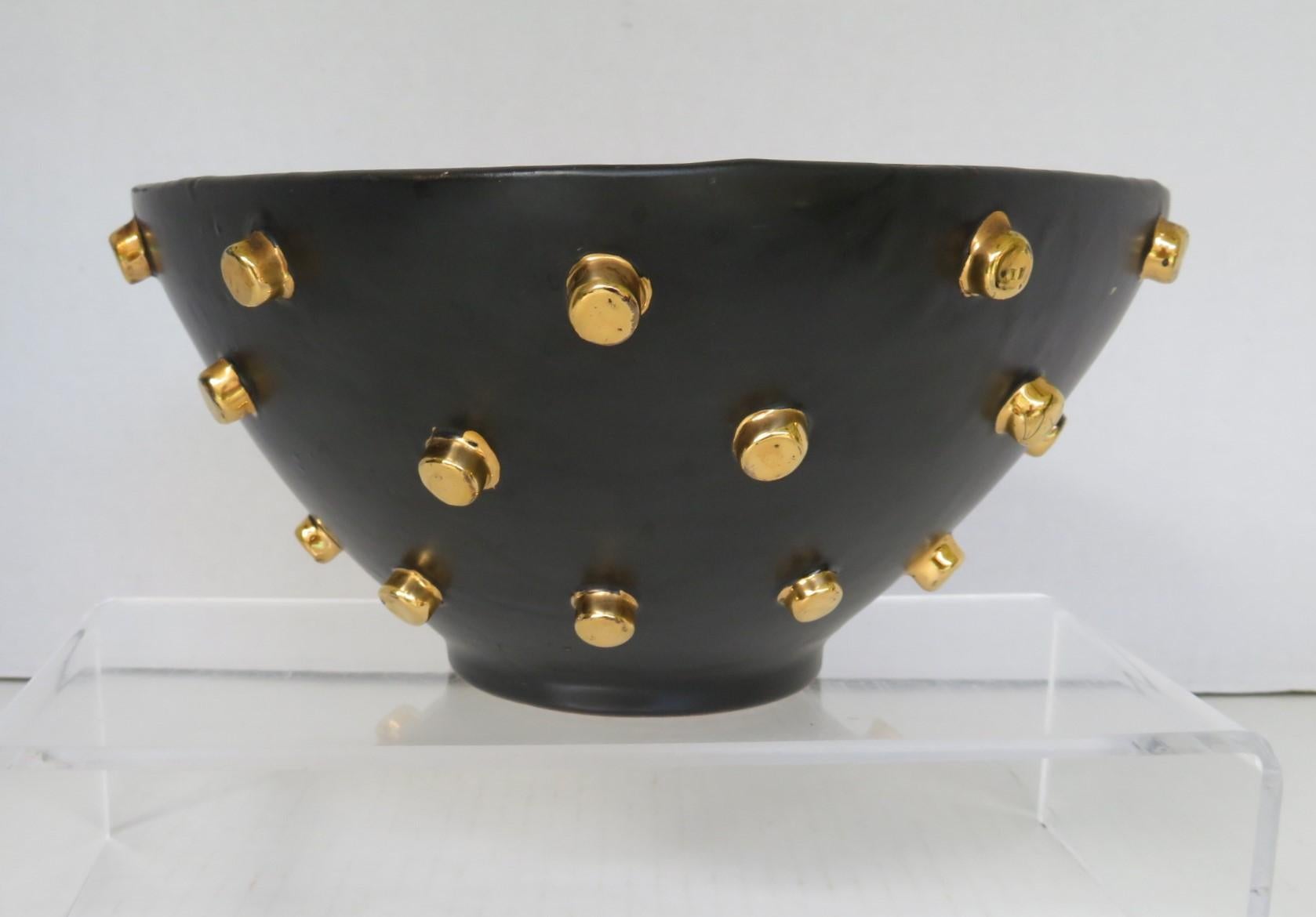 Bagni Modern Good Friends Brutalist Black & Gold Ceramic Vessels Bitossi, 1960s 6