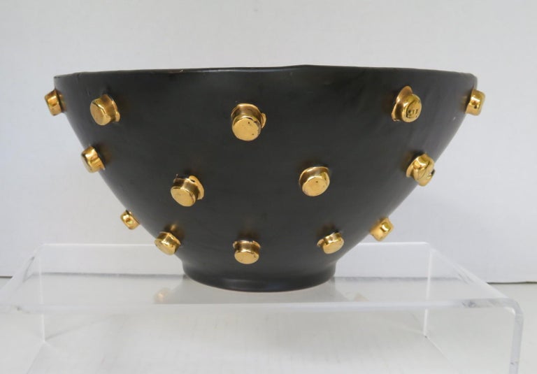 Bagni Modern Good Friends Brutalist Black & Gold Ceramic Vessels Bitossi, 1960s For Sale 6