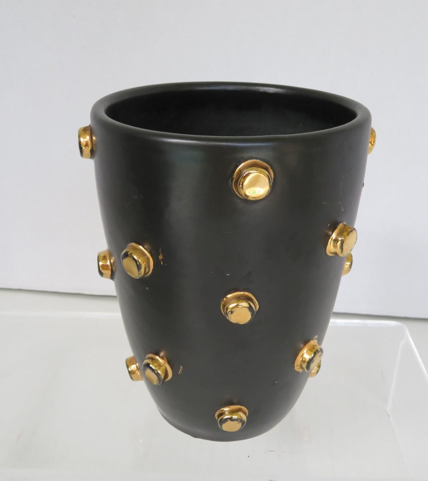 Bagni Modern Good Friends Brutalist Black & Gold Ceramic Vessels Bitossi, 1960s 1