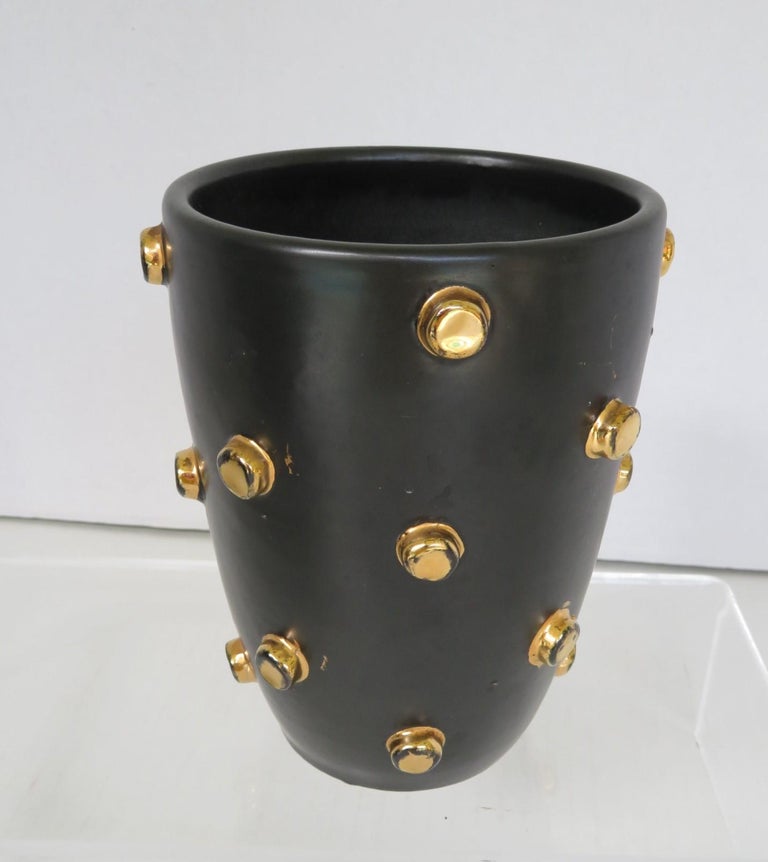 Bagni Modern Good Friends Brutalist Black & Gold Ceramic Vessels Bitossi, 1960s For Sale 1