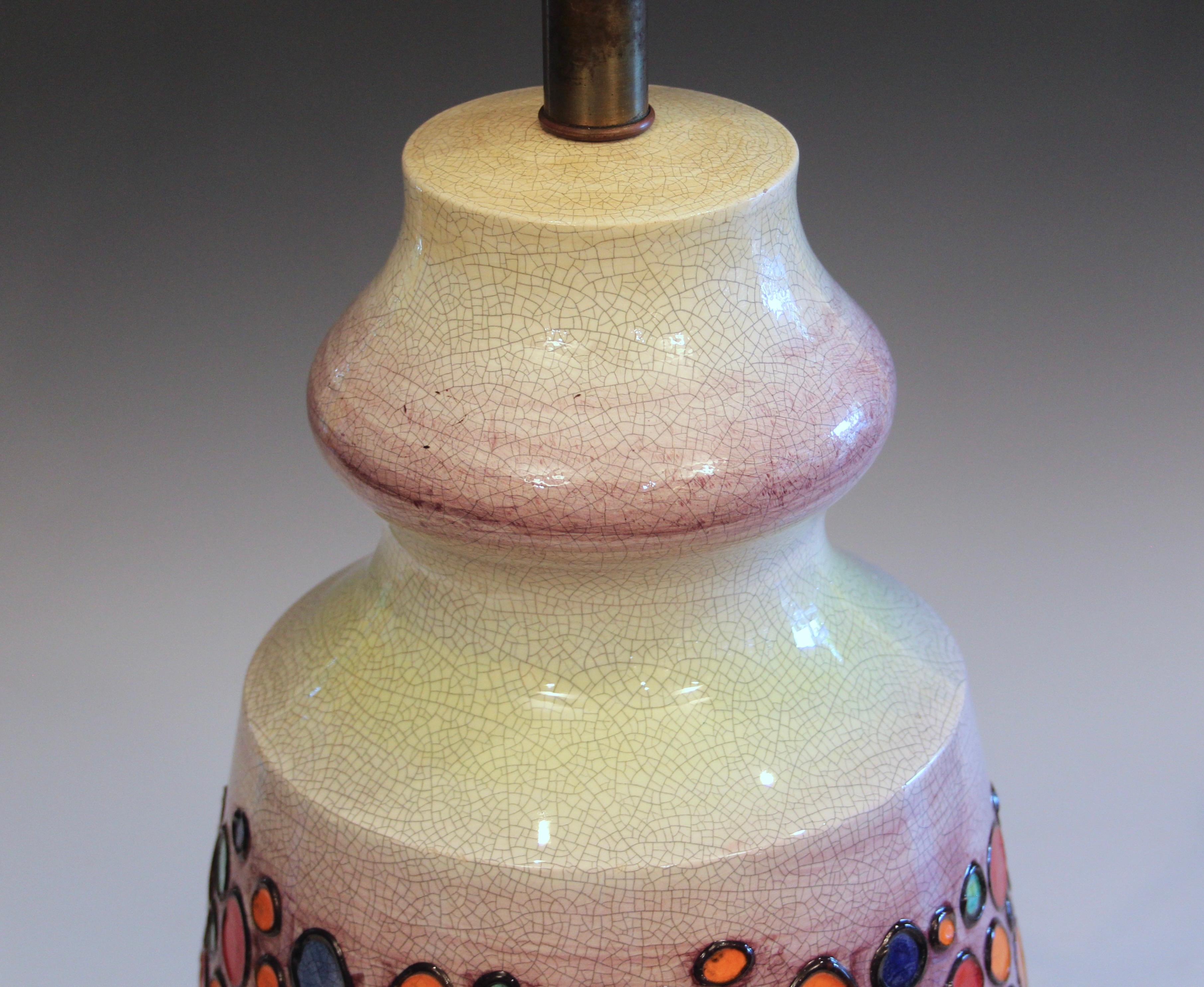 Bagni Raymor - Grande lampe en poterie italienne vintage en céramique moderne MCM de 34 pouces Bon état - En vente à Wilton, CT