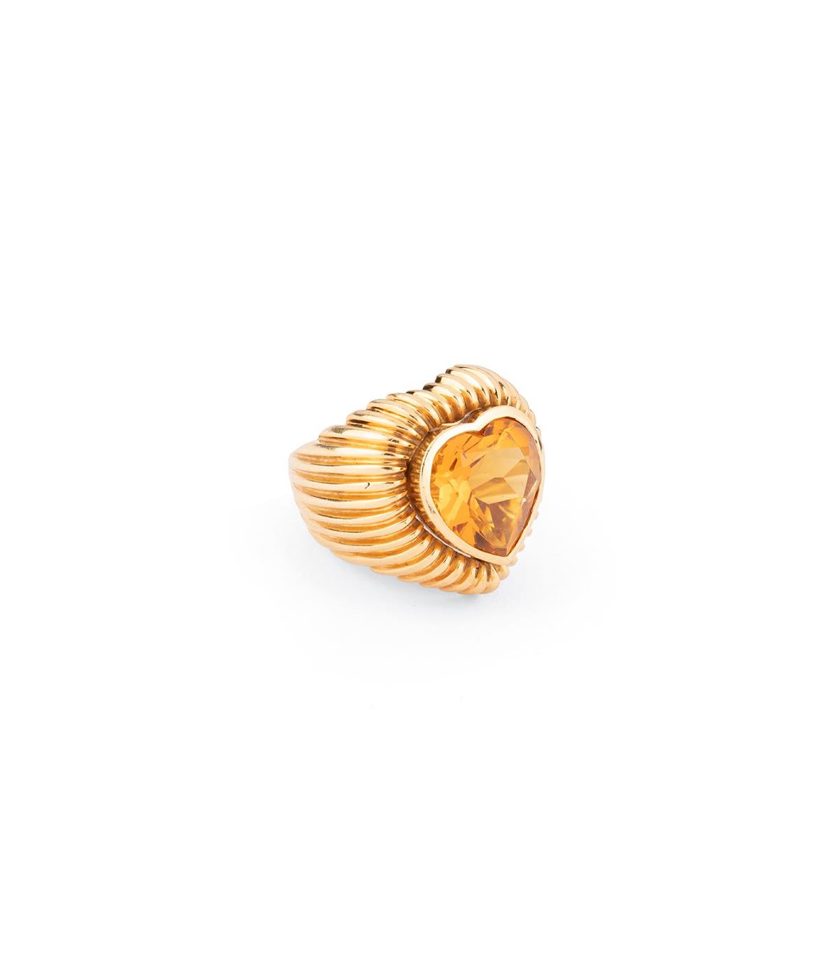 Bague ancienne citrine taillée en coeur 1