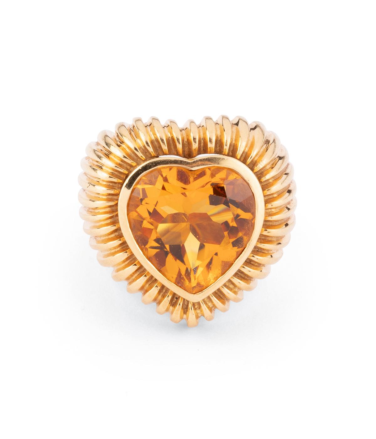 Bague ancienne citrine taillée en coeur 3