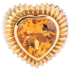 Bague ancienne citrine taillée en coeur