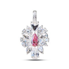 GIA-zertifizierter 1 Karat Fancy Pink-Purple-Diamant-Ring im Birnenschliff Art Deco