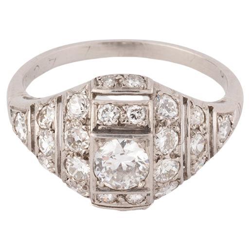 Bagues Art déco aus Platin und Diamanten im Angebot