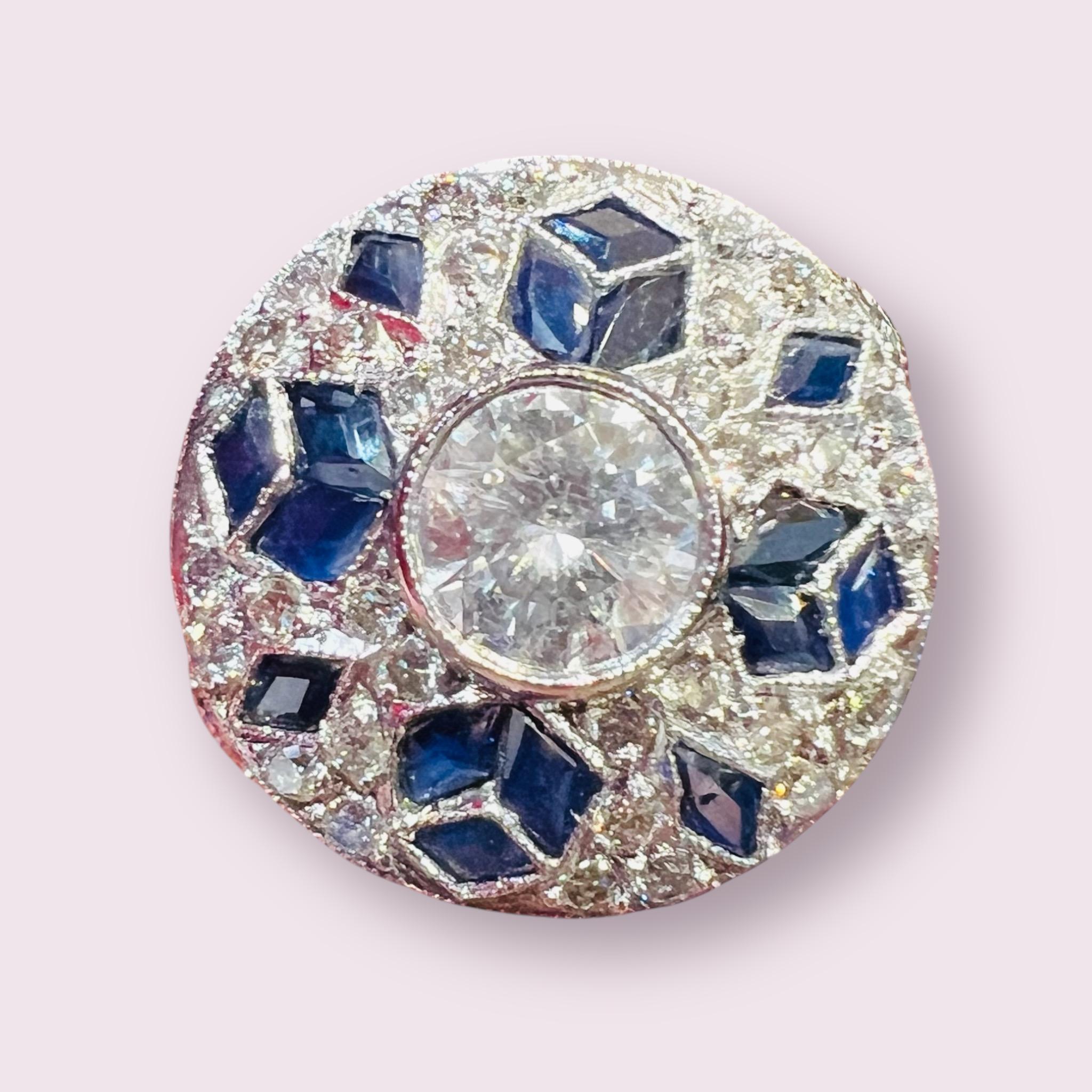 Art deco ring, in platinum set with diamonds and sapphires For Sale 6