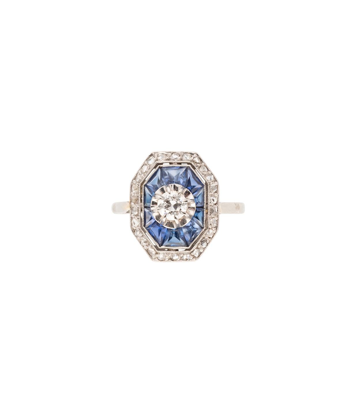 Bagues Art déco en saphir et diamant en vente 2
